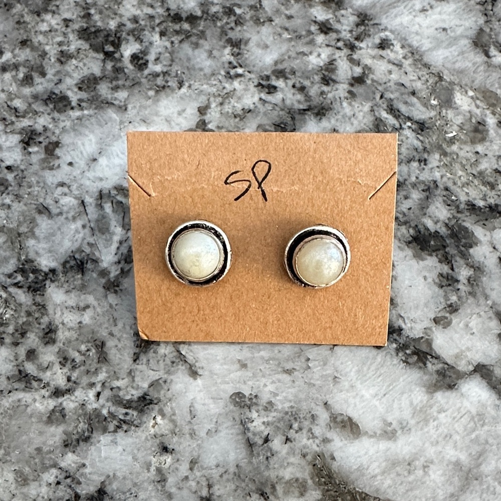 Silver Plated Faux pearl Studs